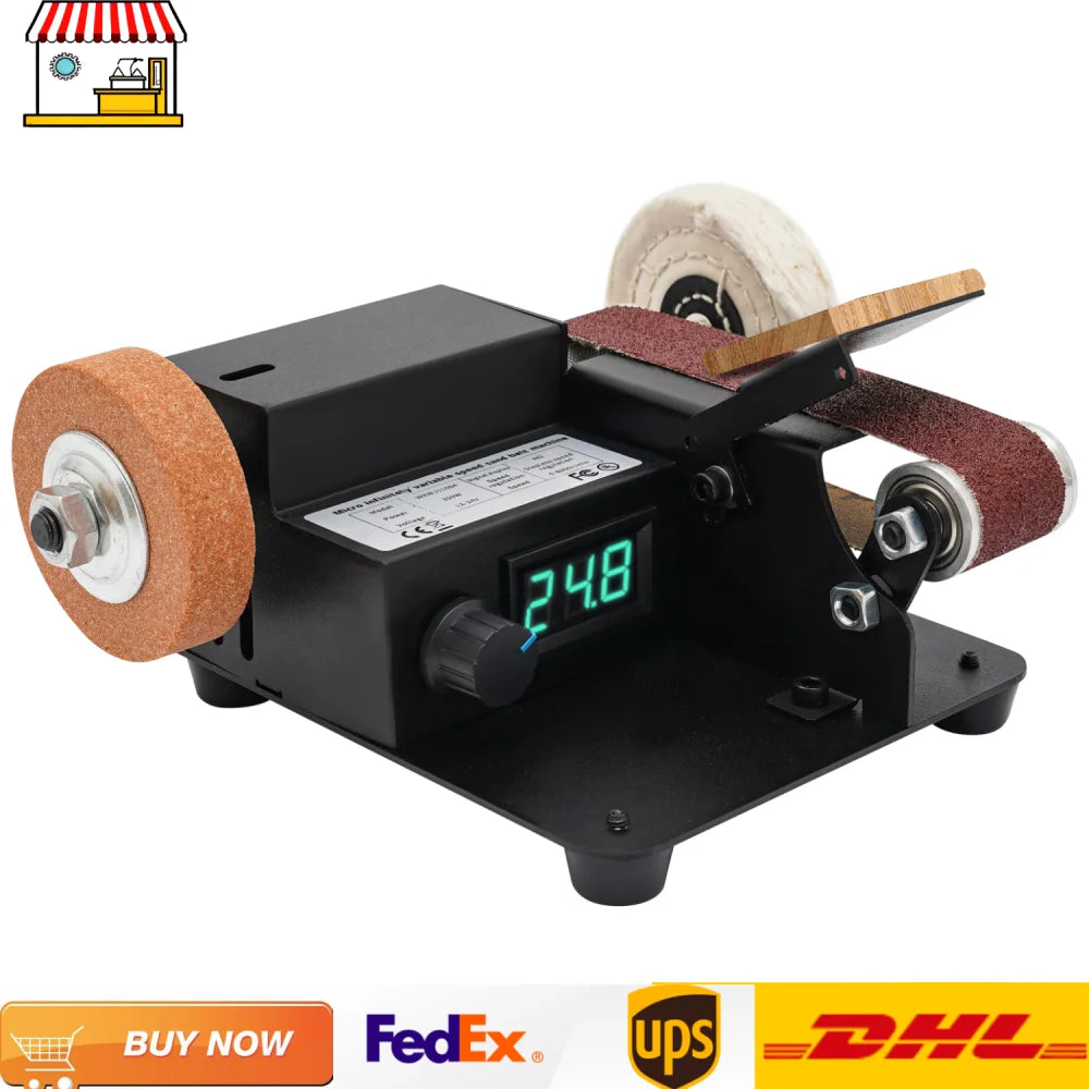 350W Variable Speed Mini Belt Sander Multi Material Sanding System Grinder 30x340mm Sanding Belt