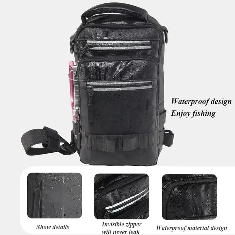 Fishing Tackle Backpack Waterproof Fishing Bag With Rod Holder Multifunctional Lightweight Fishing Pack