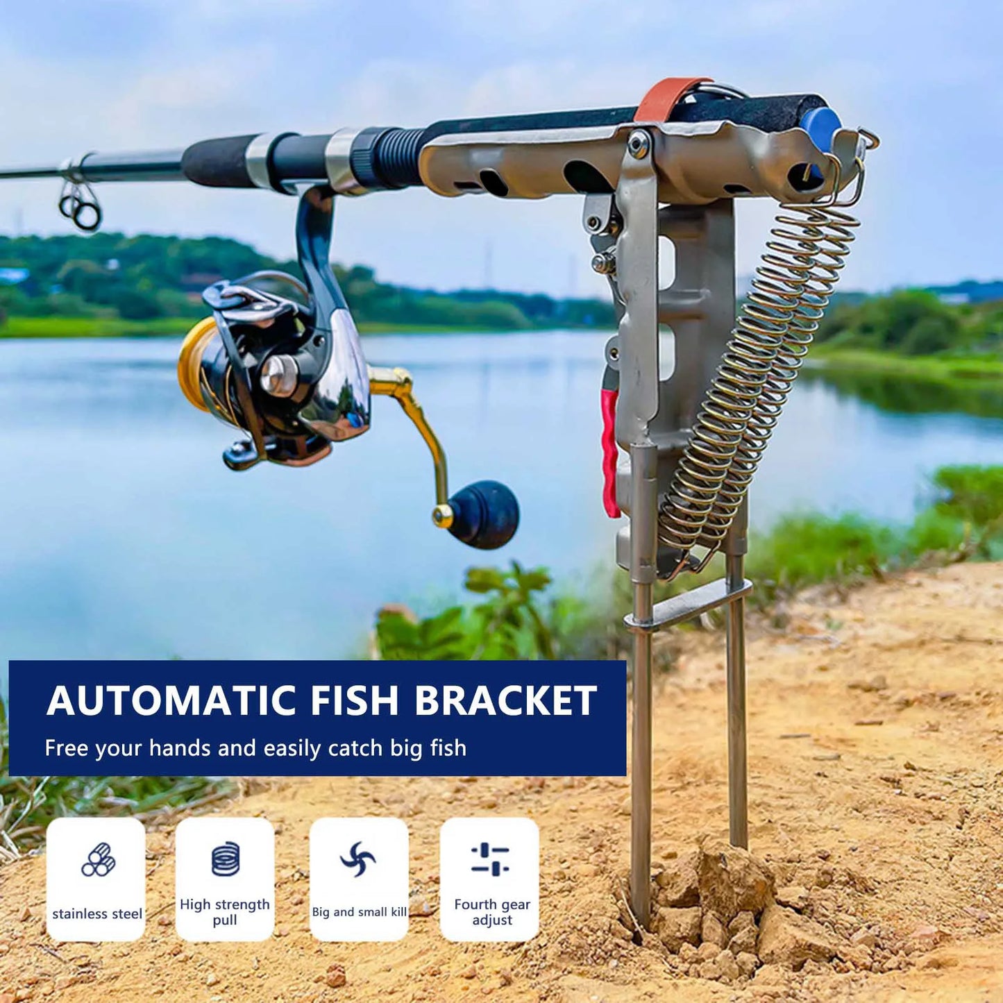 1 to 5 Pieces Automatic Fishing Rod Bracket Holders Stainless Steel Pole Stand Support Double Spring Rest Brackets Fishing Accessories