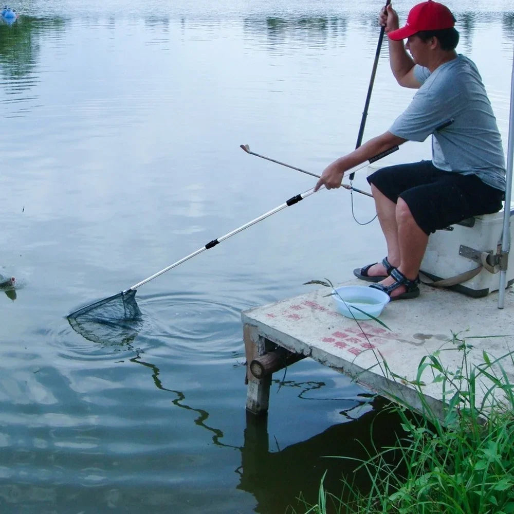 Telescopic Folding Fishing Landing Net with 190CM Aluminum Pole for Aquarium and Pond Use