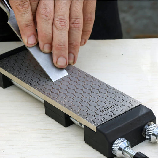 8 Inch Diamond Sharpening Stone Set With Adjustable Non Slip Holder 400 1000 Grit Fine Double Sided Plate Whetstone Knife Tools