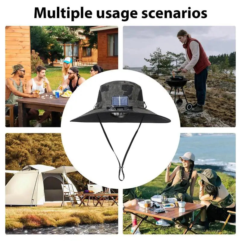 Solar Fan Hat Rechargeable Sun Hat With Solar Fan Lightweight Fishing Hats Outdoor Sunshade For Mountaineering