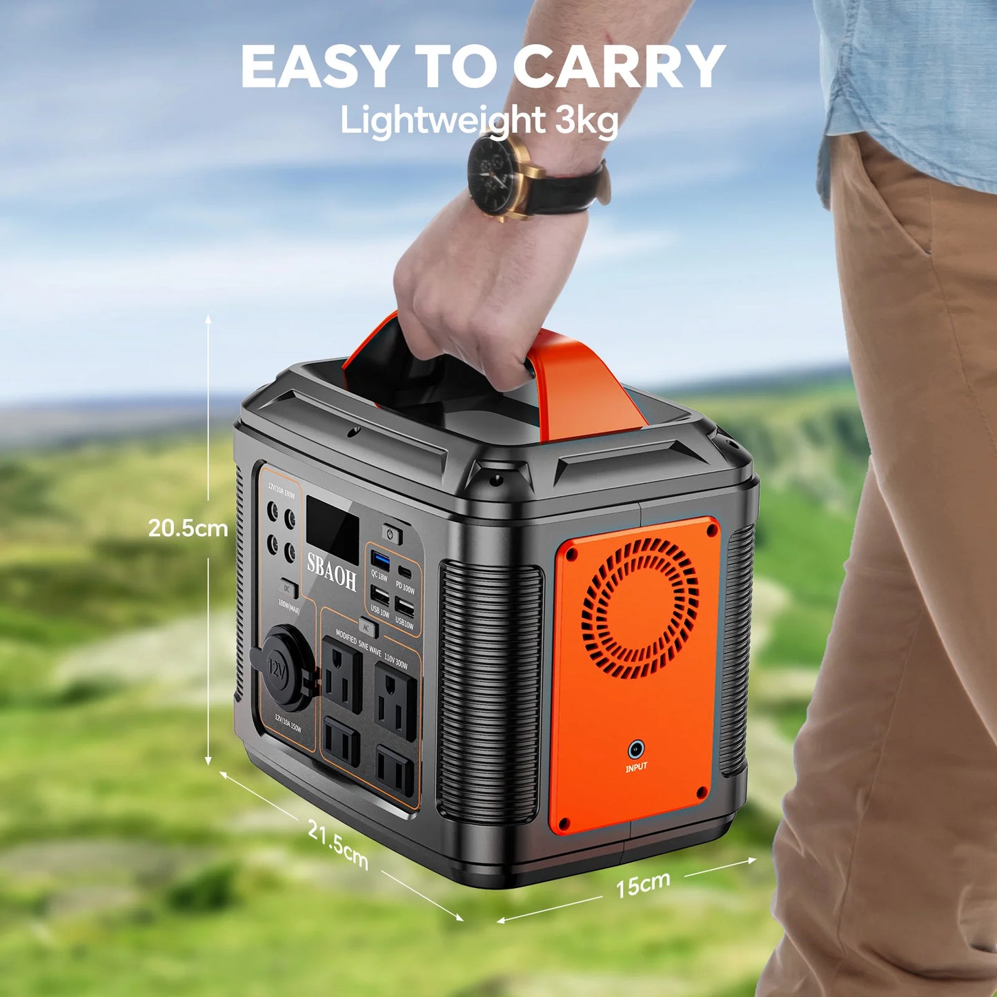 300W Portable Power Station 296Wh 80000mAh Camping Solar Generator Emergency Lithium Battery Black with Solar Panel