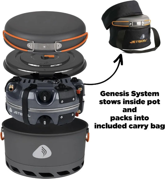 Genesis Basecamp Backpacking and Camping Stove Cooking System with Portable Dual Burner and Camping Cookware