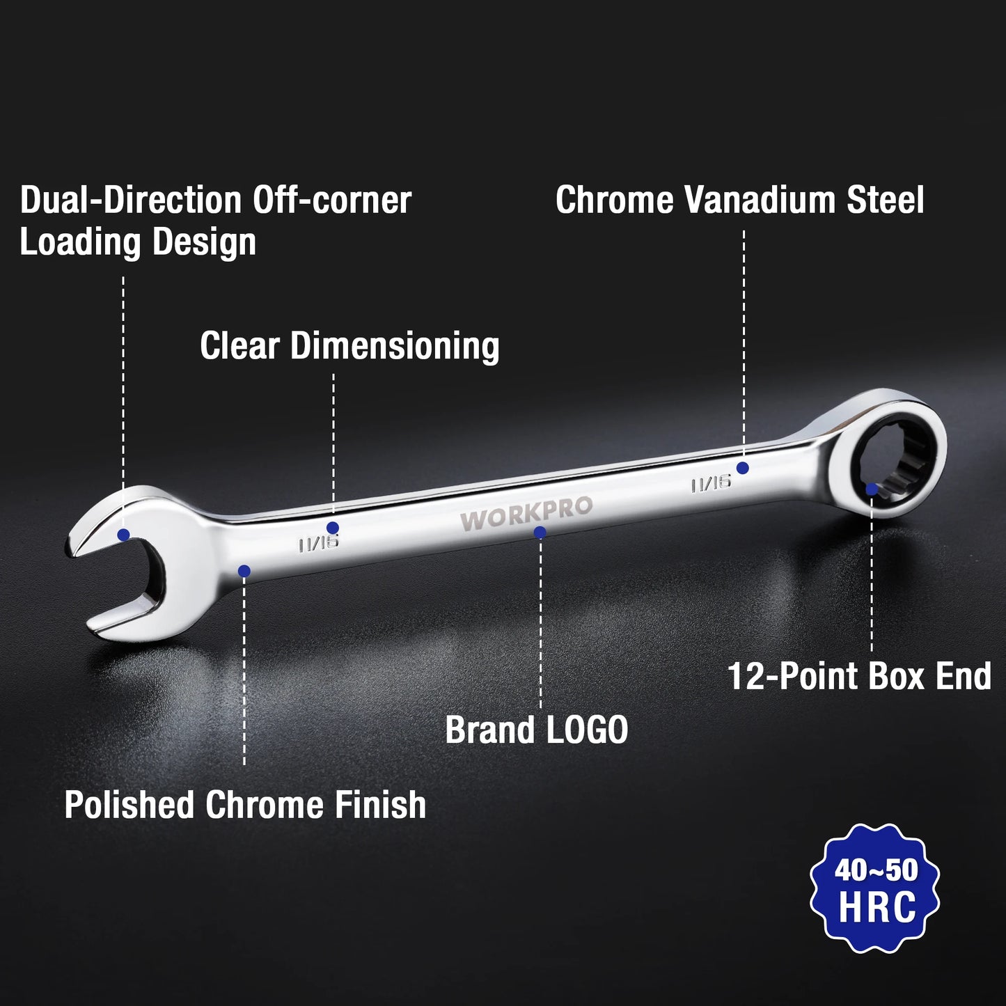 Workpro 23 Piece Ratcheting Wrench Set with Box 72 Teeth Wrench Tool Set