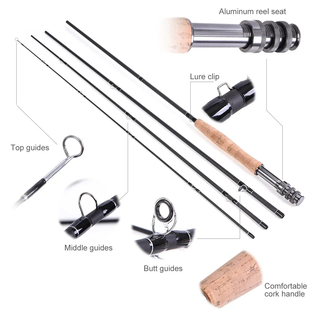 9 Foot Fly Fishing Rod and Reel Combo with Carry Bag and 20 Flies Complete Starter Package