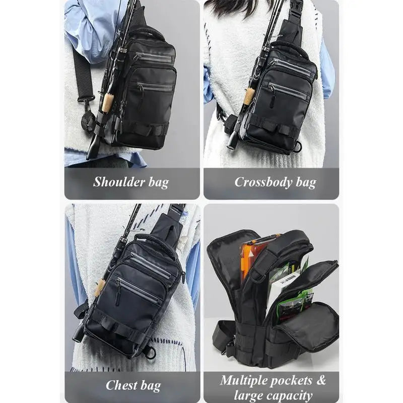 Fishing Tackle Backpack Waterproof Fishing Bag With Rod Holder Multifunctional Lightweight Fishing Pack