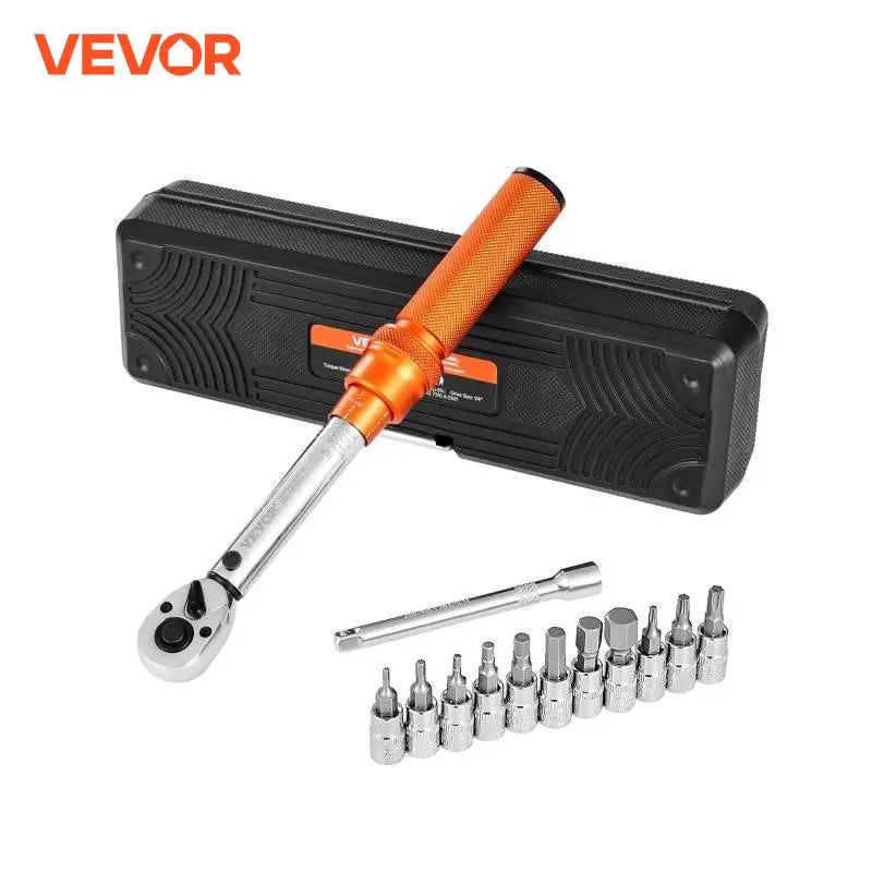 VEVOR Click Torque Wrench Set 1/4 Inch Drive 20-200 Lbf In Dual Direction Dual Range Scales with Bit Sockets for Bicycle Repair