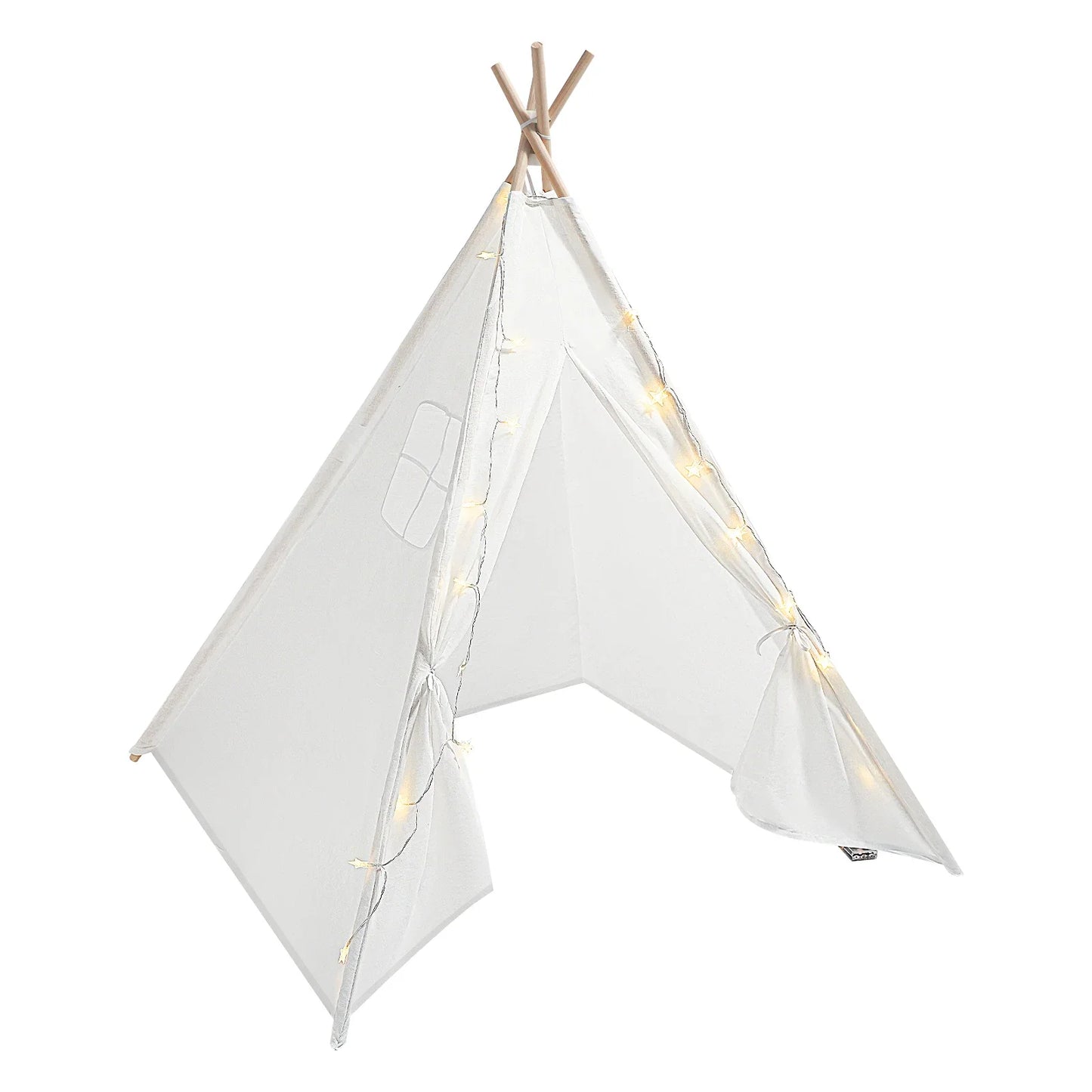 Modern Kids Teepee Tent with LED Lights and Padded Mat Foldable 47x55 Inch Cotton Playhouse for Indoor and Outdoor Use