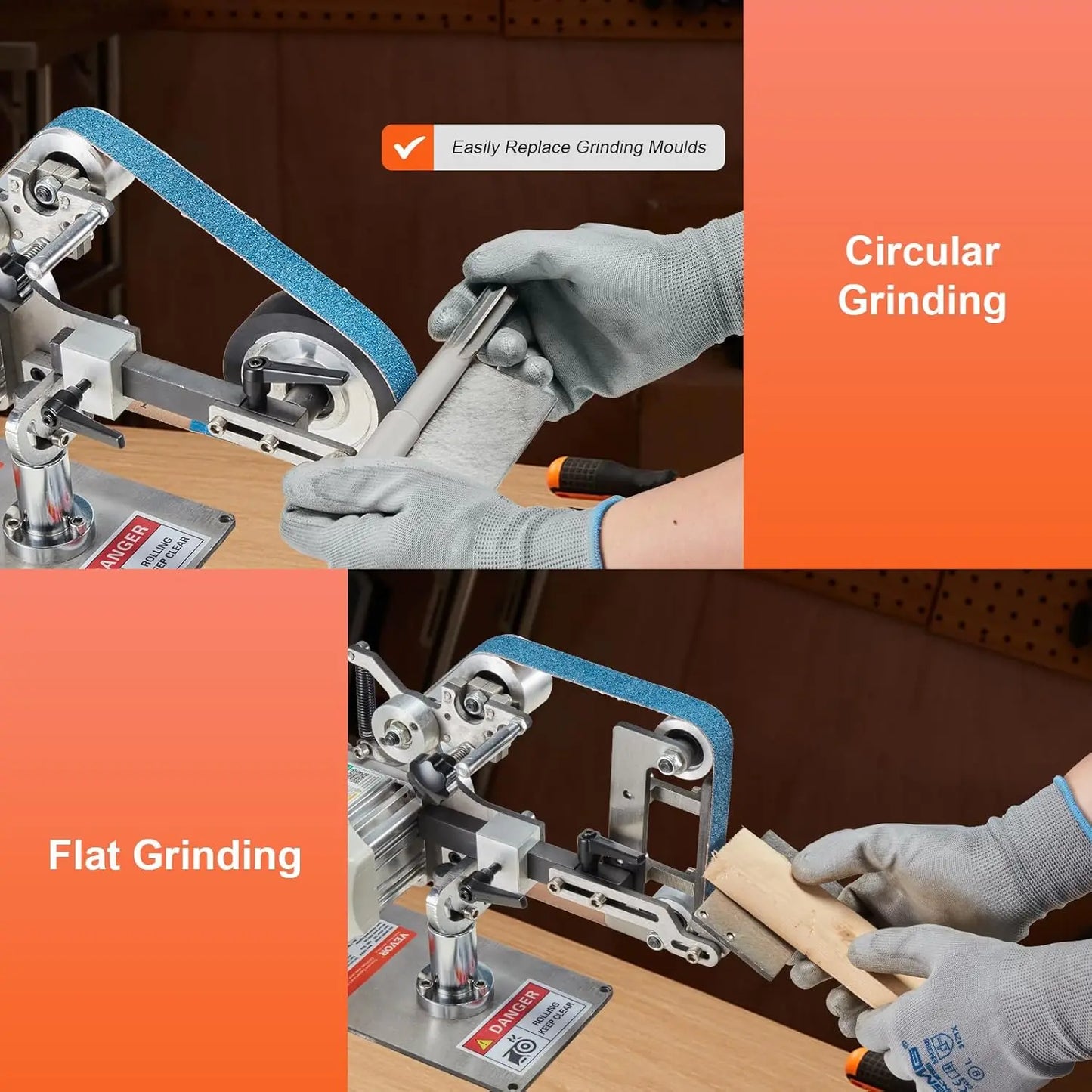 Belt Grinder Sander 30x1 Inch Variable Speed VFD 550W
