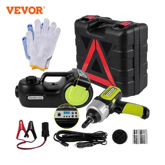 VEVOR 5 Ton 12V Electric Car Jack Kit with Impact Wrench and LED Light Portable Hydraulic Tire Lifting Tool