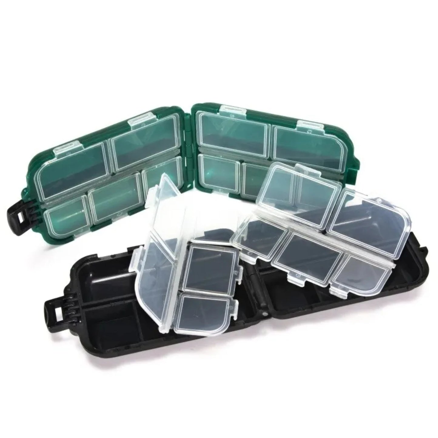 Efficient Double Sided Fishing Gear Organizer with 10 Spacious Compartments and 2 Piece Lure Hook Container