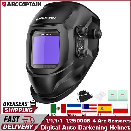 Arccaptain Welding Helmet Welder Mask Large View True Color Solar Power Auto Darkening Welding Mask for Arc MIG TIG Welding