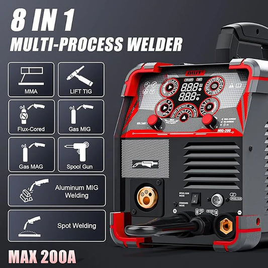 8 In 1 Semi Automatic Welding Machine Aluminum MIG Spot Welding Spool Gun Flux Cored Gas MAG MMA Lift TIG Inverter Welding Tool