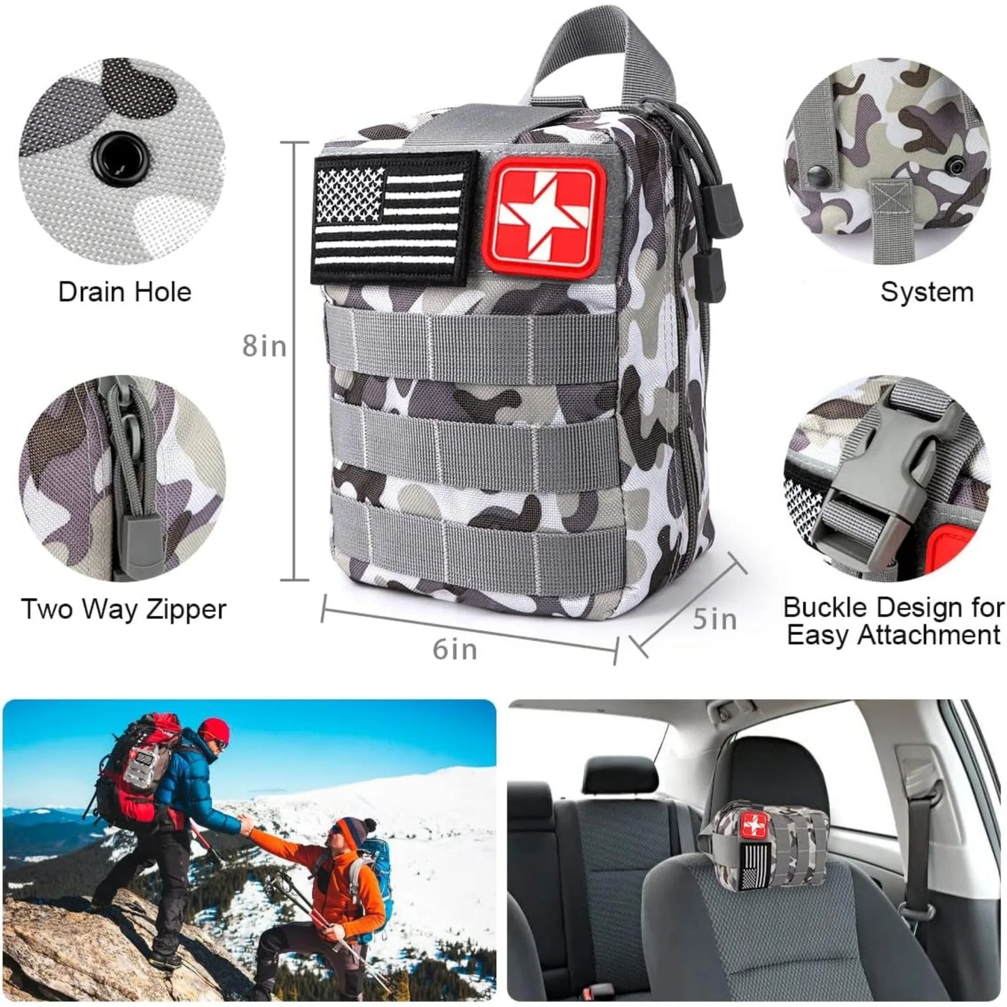 Survival Kit 222 Pieces Emergency Survival Equipment First Aid Kit Compatible Bag Outdoor Camping Equipment Hunting