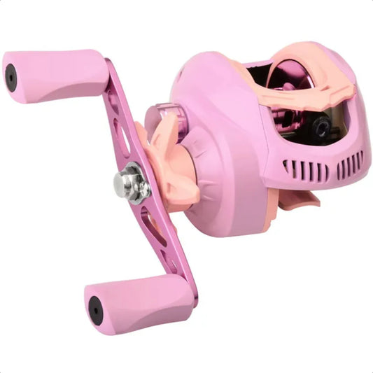 Ultra Light Pink Left Right Handed Brake System Baitcasting Fishing Reel 7.2 to 1 Gear Ratio