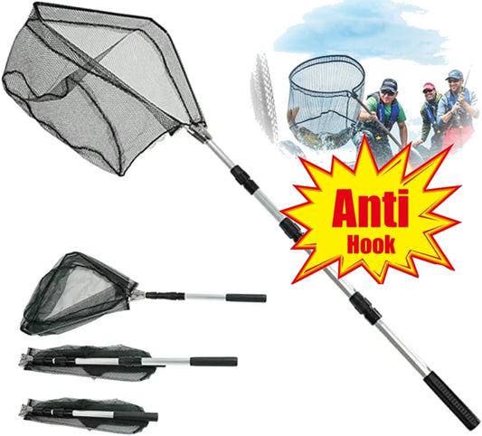 Telescopic Folding Fishing Landing Net with 190CM Aluminum Pole for Aquarium and Pond Use