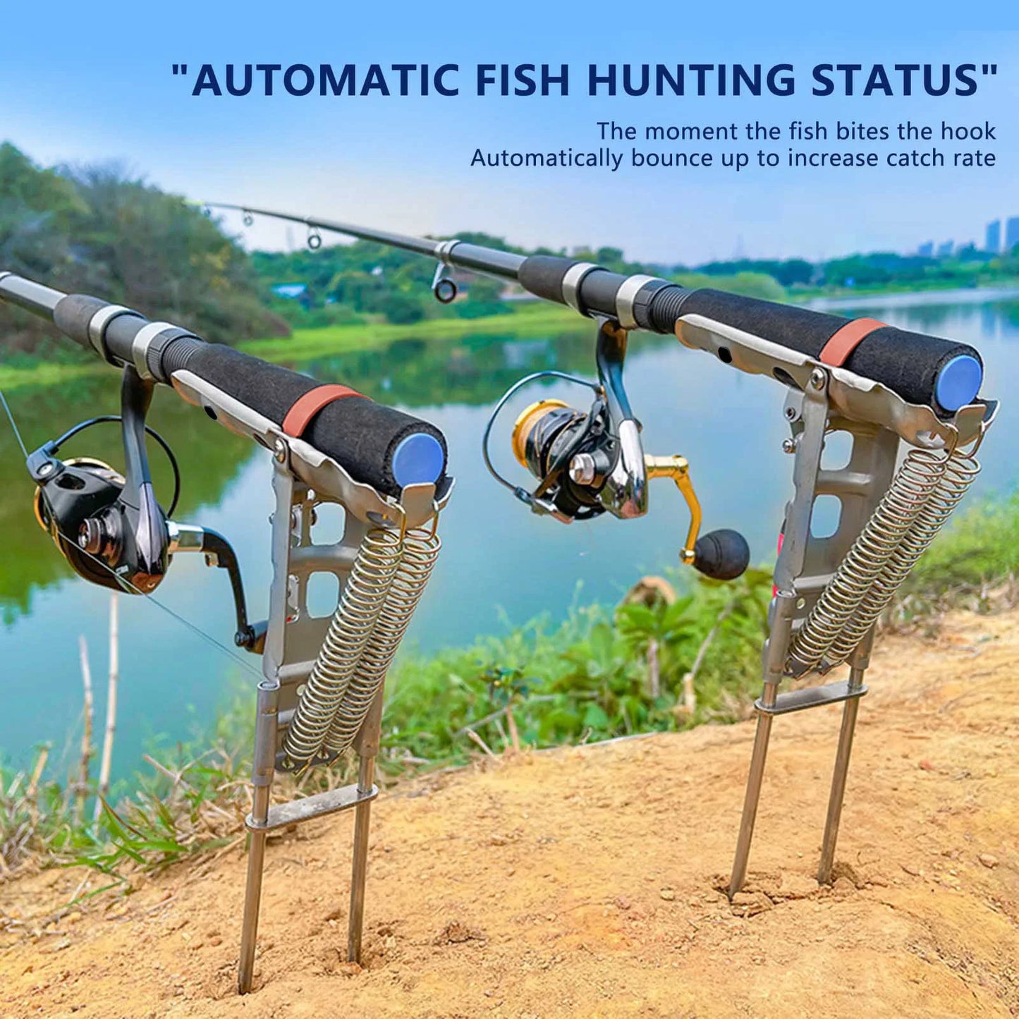 1 to 5 Pieces Automatic Fishing Rod Bracket Holders Stainless Steel Pole Stand Support Double Spring Rest Brackets Fishing Accessories