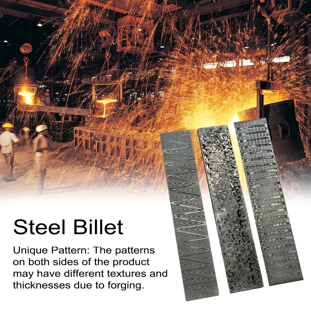Damascus Steel Billet Patterned Steel Cutter Making Bar Forging Materials Quenched Smoothed for DIY Home Projects